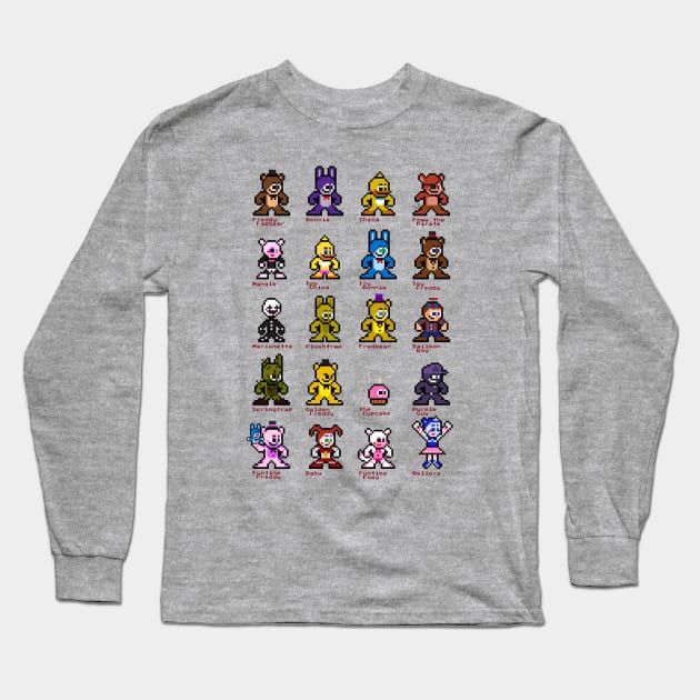 8-bit FNAF World Long Sleeve T-Shirt by 8-BitHero